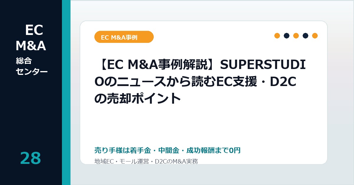 【EC M&A事例解説】SUPERSTUDIOのニュースから読むEC支援・D2Cの売却ポイントのアイキャッチ画像