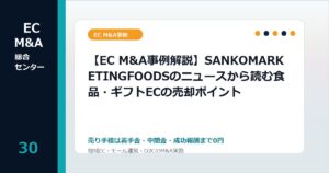 【EC M&A事例解説】SANKOMARKETINGFOODSのニュースから読む食品・ギフトECの売却ポイントのアイキャッチ画像