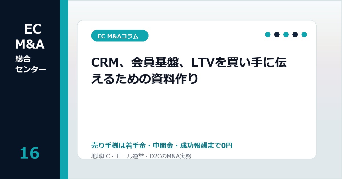 CRM、会員基盤、LTVを買い手に伝えるための資料作りのアイキャッチ画像