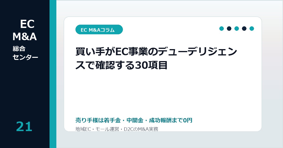 買い手がEC事業のデューデリジェンスで確認する30項目のアイキャッチ画像