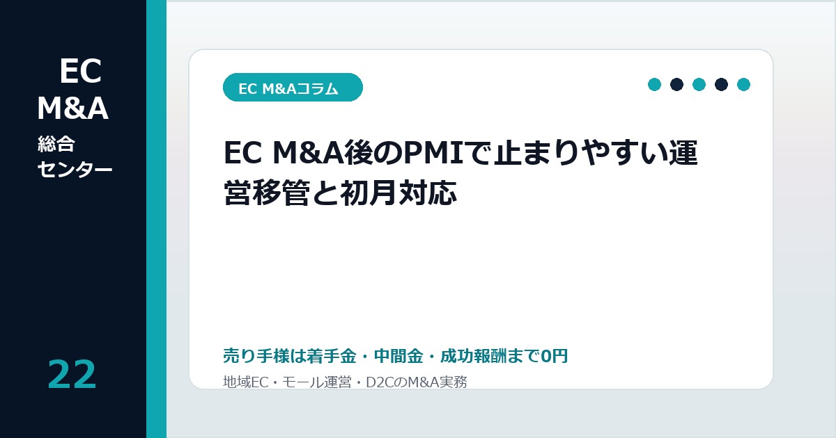 EC M&A後のPMIで止まりやすい運営移管と初月対応のアイキャッチ画像